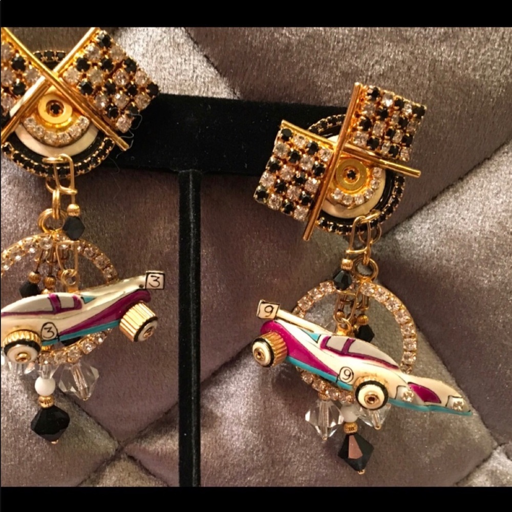 NEW - CUSTOM MADE ARTISAN CORVETTE EARRINGS - Picture 2 of 8